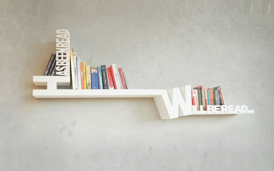Posegreguj książki z Typographic Bookshelf - design, półka