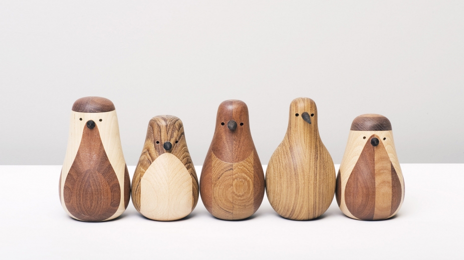Designerskie ptaki Re-Turned z drewna.